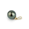 Deep Peacock Green 9.4mm Tahitian Pearl Mermaid Pendant on 14K Yellow Gold
