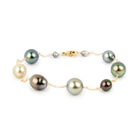 Tahitian Pearl Harvest Tin Cup Bracelet on 14K Yellow Gold