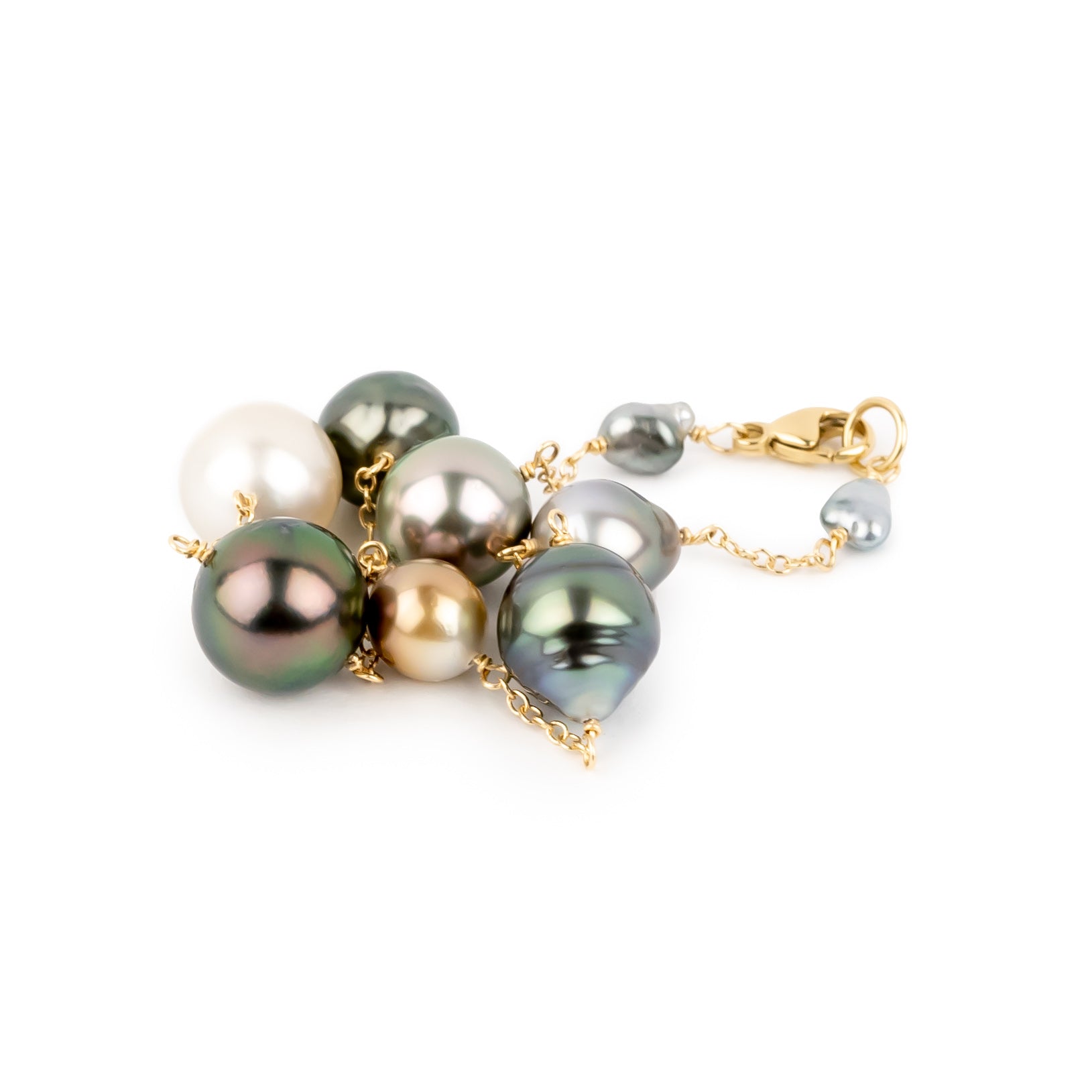 Tahitian Pearl Harvest Tin Cup Bracelet on 14K Yellow Gold