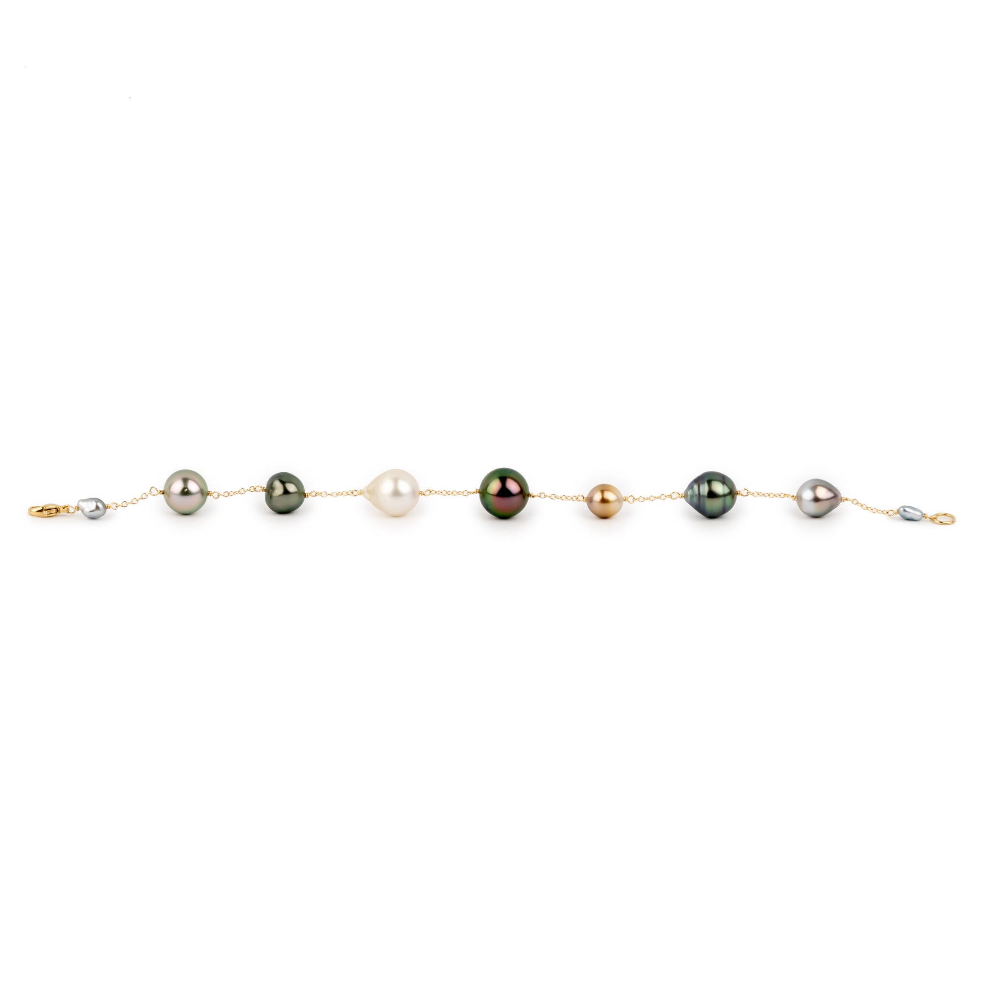 Tahitian Pearl Harvest Tin Cup Bracelet on 14K Yellow Gold