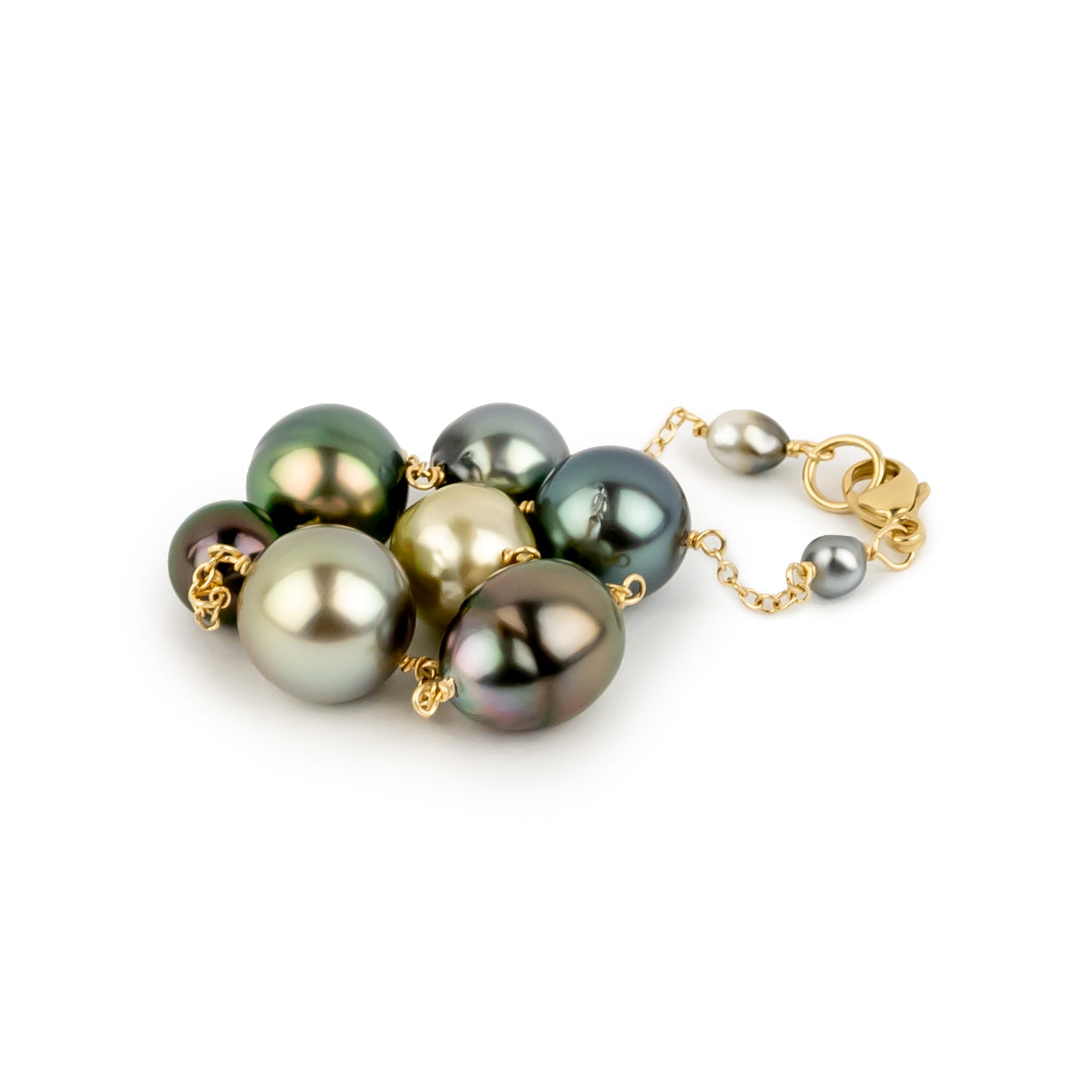 Tahitian Pearl Harvest Tin Cup Bracelet on 14K Yellow Gold