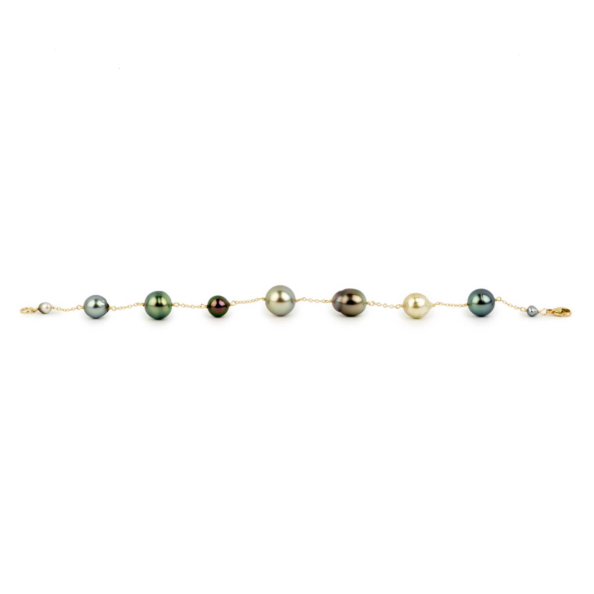 Tahitian Pearl Harvest Tin Cup Bracelet on 14K Yellow Gold