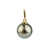Golden Green 9.6mm Tahitian Pearl Pendant on 14K Yellow Gold
