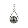 Midnight Blue Tahitian Pearl Teardrop Pendant on Sterling Silver