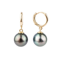 Color Shifting Tahitian Pearl Huggie Hoop Earrings