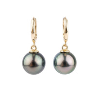 Color Shifting Tahitian Pearl Huggie Hoop Earrings