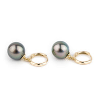 Color Shifting Tahitian Pearl Huggie Hoop Earrings