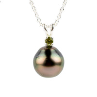 Pearl & Peridot Indigo Pink Green Étoile Necklace on Sterling Silver