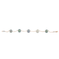 Five Flash Tahitian Pearl Tin Cup Bracelet on 14K Rose Gold