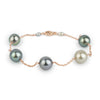 Five Flash Tahitian Pearl Tin Cup Bracelet on 14K Rose Gold