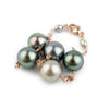 Five Flash Tahitian Pearl Tin Cup Bracelet on 14K Rose Gold