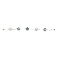 Silvery Blues Tahitian Pearl Tin Cup Bracelet on 14K White Gold