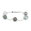 Silvery Blues Tahitian Pearl Tin Cup Bracelet on 14K White Gold