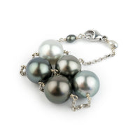 Silvery Blues Tahitian Pearl Tin Cup Bracelet on 14K White Gold