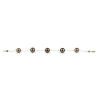 Aubergine Glow Tahitian Pearl Tin Cup Bracelet on 14K Yellow Gold