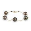 Aubergine Glow Tahitian Pearl Tin Cup Bracelet on 14K Yellow Gold