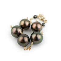 Aubergine Glow Tahitian Pearl Tin Cup Bracelet on 14K Yellow Gold