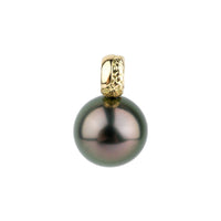 Aubergine Green 10.8mm Tahitian Pearl Pendant on 18K Yellow Gold
