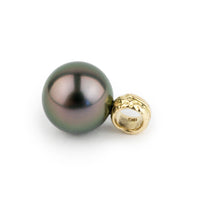 Aubergine Green 10.8mm Tahitian Pearl Pendant on 18K Yellow Gold