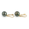 Deep Green 9.7mm Tahitian Pearl Lever Back Earrings