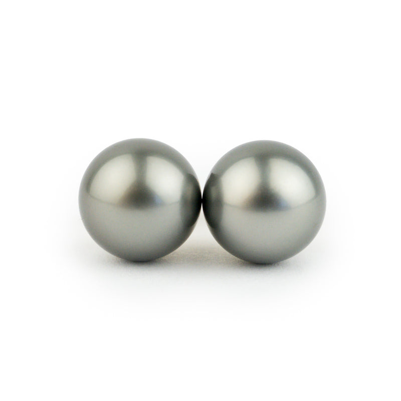 Dark Silvery 10.6mm Tahitian Pearl Statement Stud Earrings