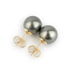 Dark Silvery 10.6mm Tahitian Pearl Statement Stud Earrings