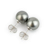 Dark Silvery 10.6mm Tahitian Pearl Statement Stud Earrings