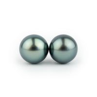 Blue-Green 9.2-9.6mm Tahitian Pearl Stud Earrings