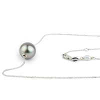 Lavender-Blue 10.5mm Tahitian Pearl Solitaire Necklace on 14K White Gold