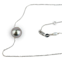 Lavender-Blue 10.5mm Tahitian Pearl Solitaire Necklace on 14K White Gold