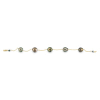 Aubergine Peacock Circled Tin-Cup Tahitian Pearl Bracelet on 14/20 Gold Filled