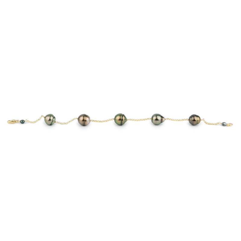Aubergine Peacock Circled Tin-Cup Tahitian Pearl Bracelet on 14/20 Gold Filled