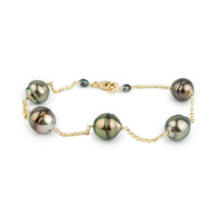 Aubergine Peacock Circled Tin-Cup Tahitian Pearl Bracelet on 14/20 Gold Filled