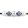 Quintuple Silvery Indigo 9.2-11.4mm Mana Pearl Necklace