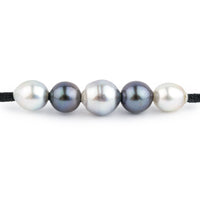 Quintuple Silvery Indigo 9.2-11.4mm Mana Pearl Necklace