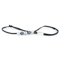 Quintuple Silvery Indigo 9.2-11.4mm Mana Pearl Necklace