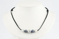 Quintuple Silvery Indigo 9.2-11.4mm Mana Pearl Necklace