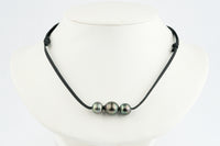 Triple Peacock Green 10.9-12.4 Circled Eimeo Mana Necklace