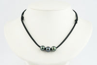 Triple 10.7mm-11.2mm Indigo-Green Eimeo Mana Necklace