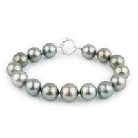 Light Silvery Blue-Green 11-12.2mm Tahitian Pearl Bracelet