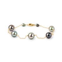 Wild Violet Tahitian Pearl Tin Cup Bracelet on 14k Yellow Gold