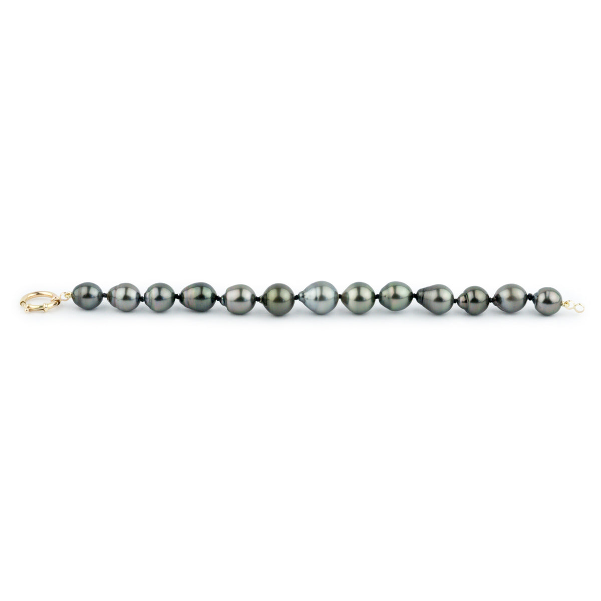 Deep Sea Green 8.8-10.7mm Tahitian Drop Pearl Bracelet
