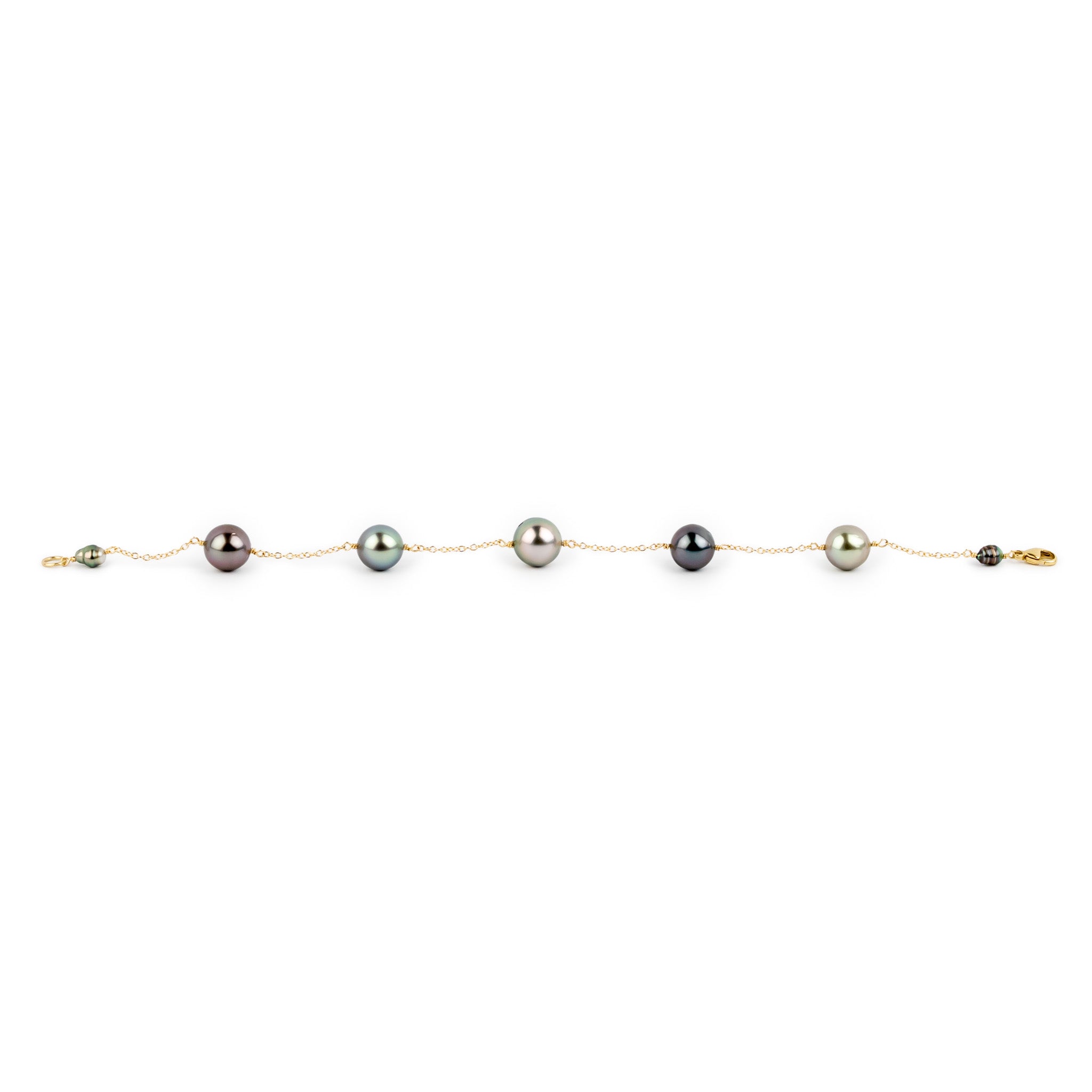 Wild Violet Tahitian Pearl Tin Cup Bracelet on 14k Yellow Gold