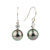 Tahitian Pearl & Diamond Aurora French Hook Earrings on 14K White Gold