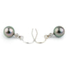 Tahitian Pearl & Diamond Aurora French Hook Earrings on 14K White Gold
