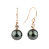 Tahitian Pearl & Diamond Aurora French Hook Earrings on 14K Rose Gold