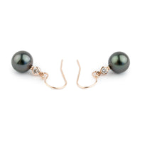 Tahitian Pearl & Diamond Aurora French Hook Earrings on 14K Rose Gold