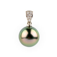Tahitian Pearl & Diamond 12.2mm Maia Pendant on 14K White Gold