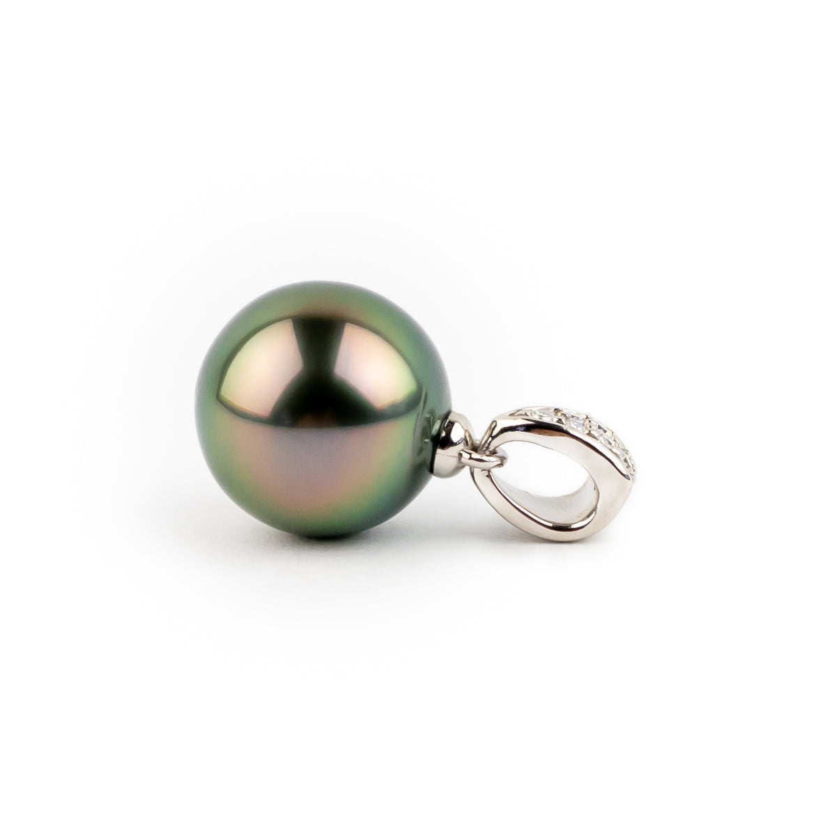 Tahitian Pearl & Diamond 12.2mm Maia Pendant on 14K White Gold