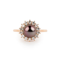 Tahitian Pearl & Diamond Soleil Ring on 14K Rose Gold